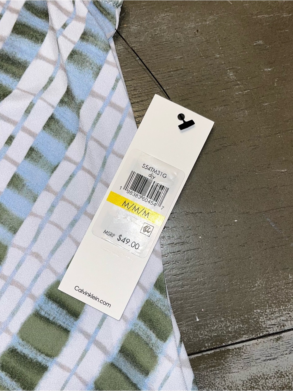 Calvin Klein White, Light Blue & Olive Green Sleeveless V-Neck Blouse - Picture 5 of 7
